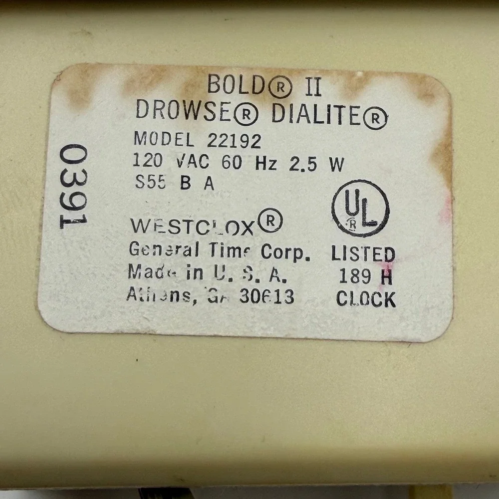 Westclox Bold II Drowse Dialite Alarm Clock Beige Vintage MCM Model 22192 USA